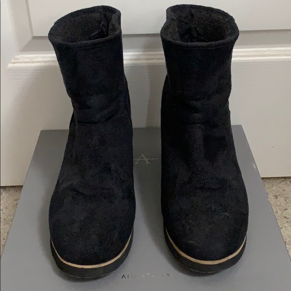 H&M Black Suede Platform Fur Booties - Size 8.5